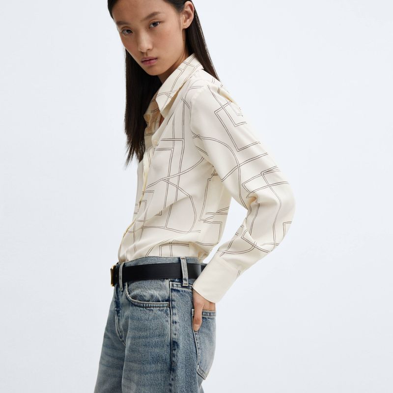 MANGO - Blusa Fluida Botones Mujer Mango