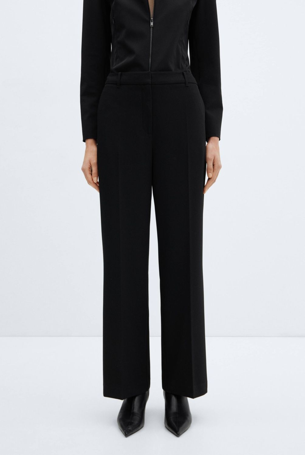 MANGO - Pantalón Wideleg Tiro Bajo Mujer Mango
