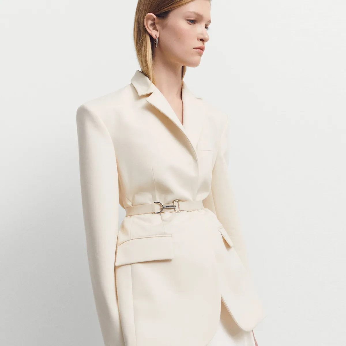 MANGO - Blazer Estructurada Cinturón Mujer Mango