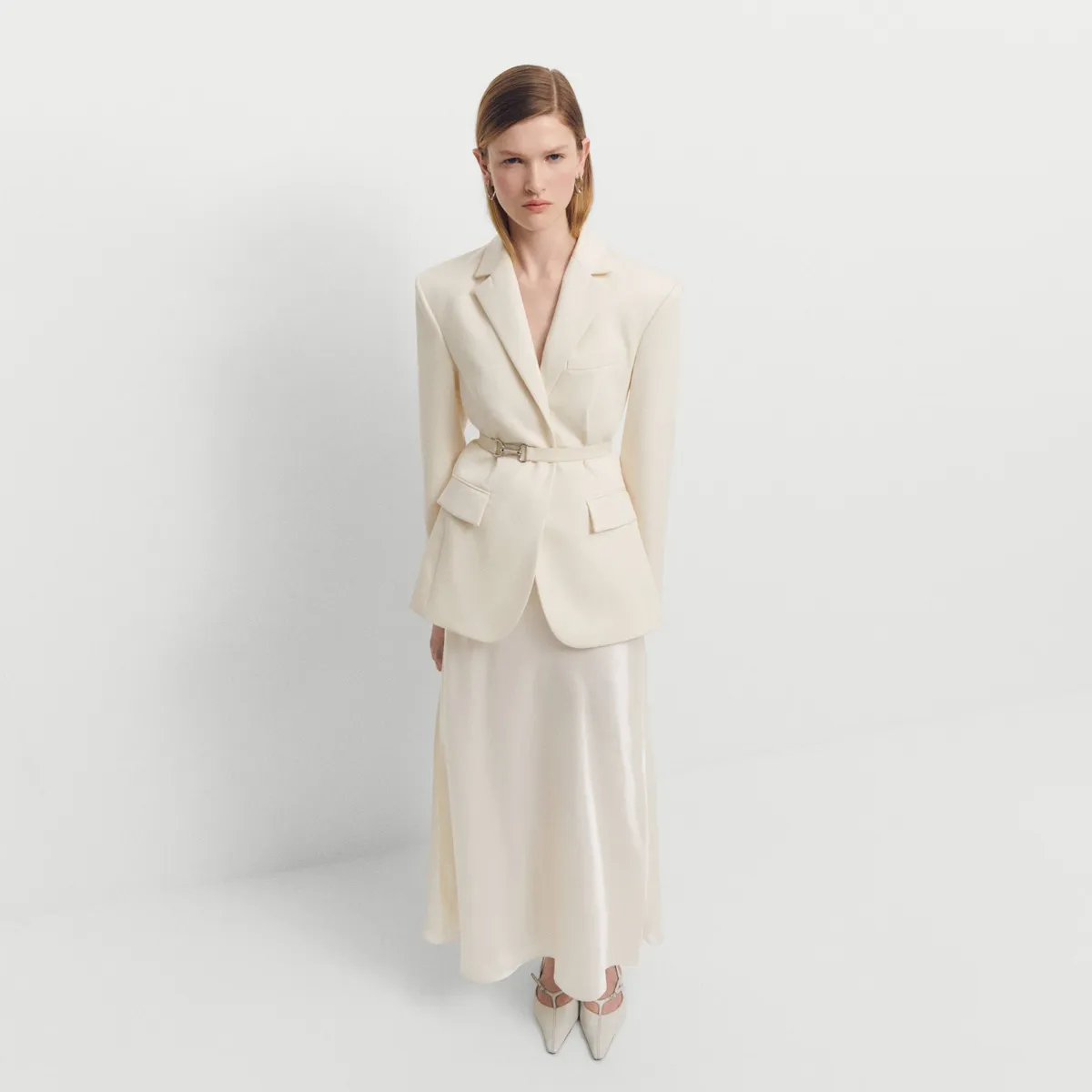 MANGO - Blazer Estructurada Cinturón Mujer Mango
