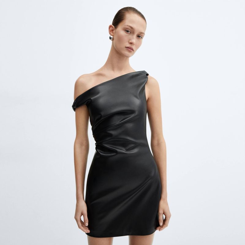 MANGO - Vestido Corto Efecto Piel Mujer Mango
