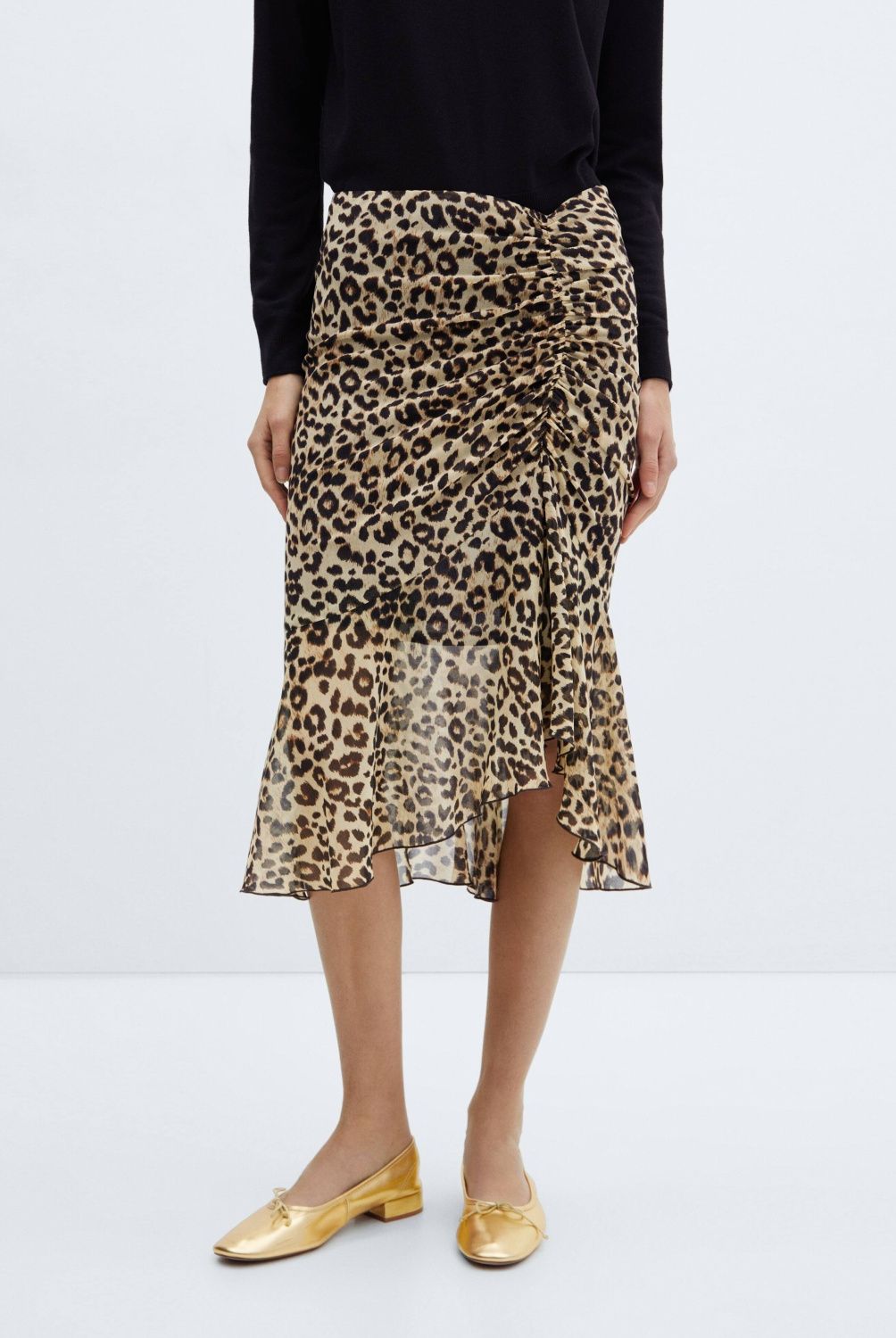 MANGO - Falda Fluida Animal Print Mujer Mango