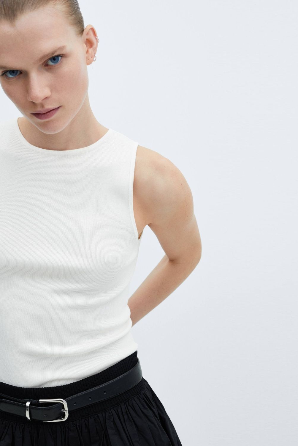 MANGO - Top Punto Tirantes Anchos Mujer Mango