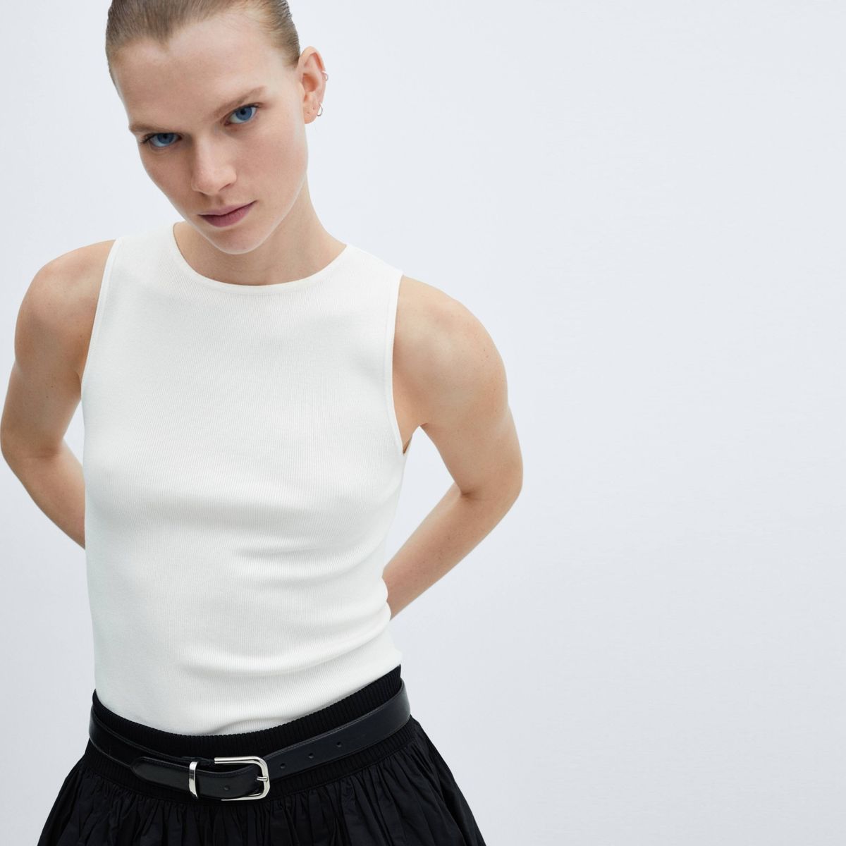 MANGO - Top Punto Tirantes Anchos Mujer Mango