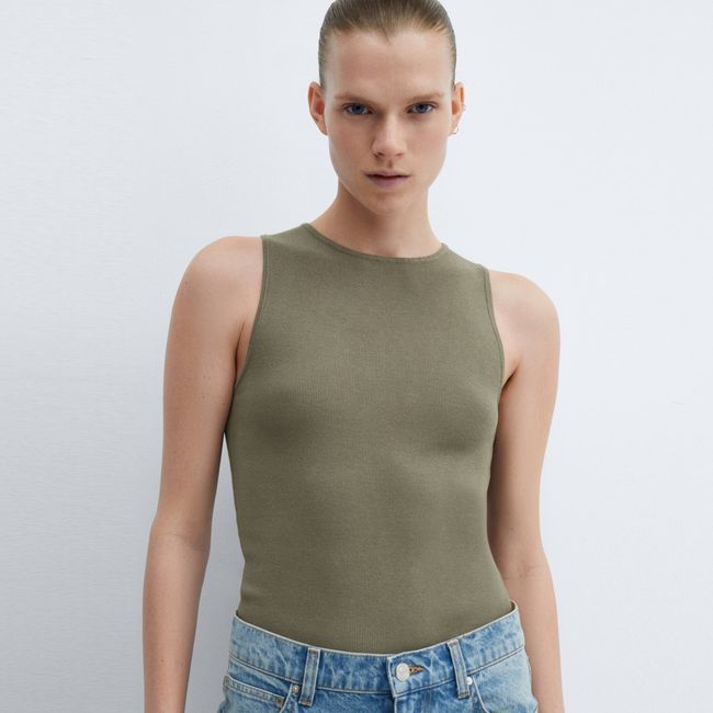 MANGO - Top Punto Tirantes Anchos Mujer Mango