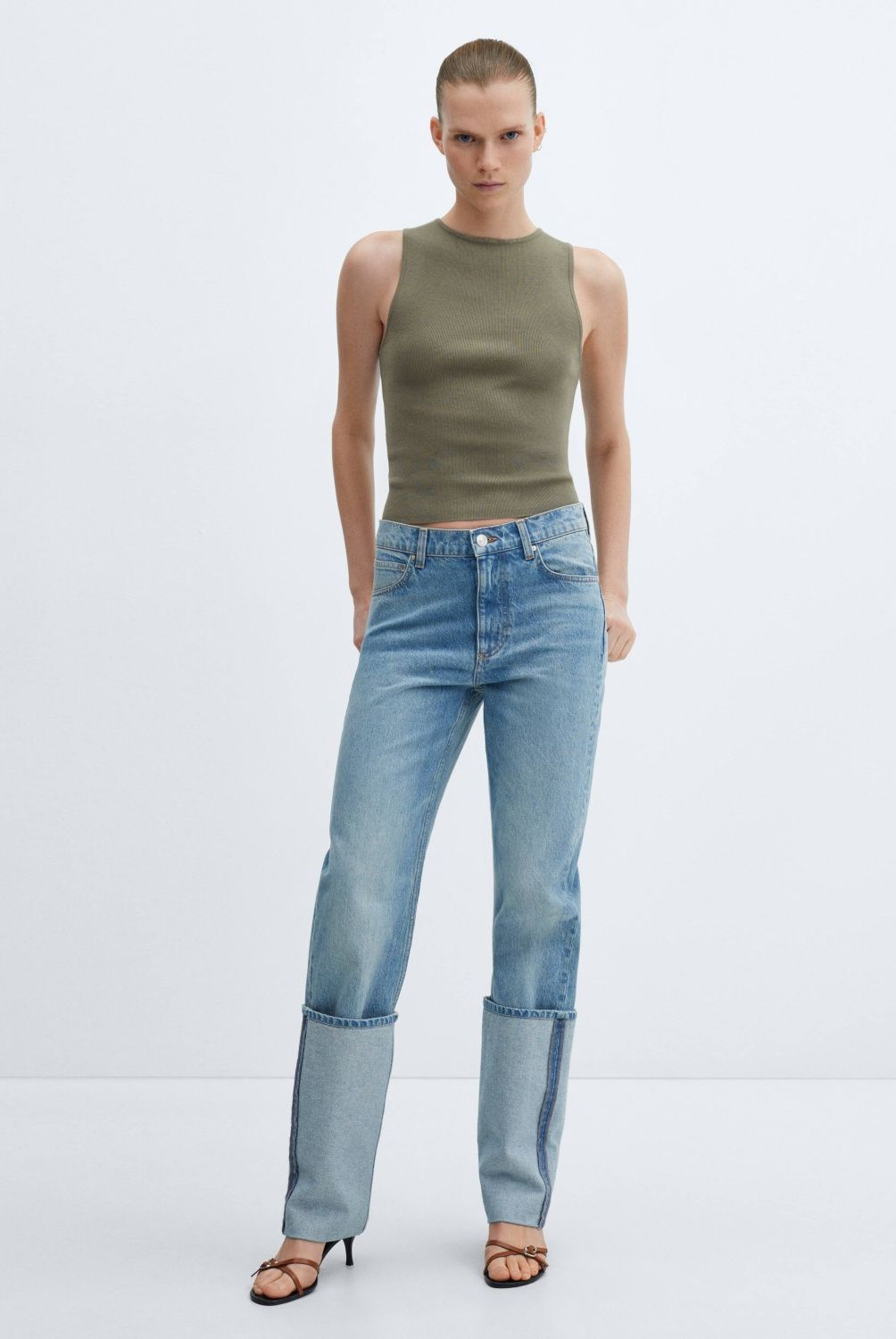 MANGO - Top Punto Tirantes Anchos Mujer Mango