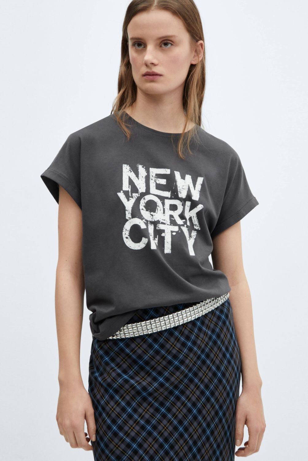 MANGO - Polera Algodón Estampada Mujer Mango