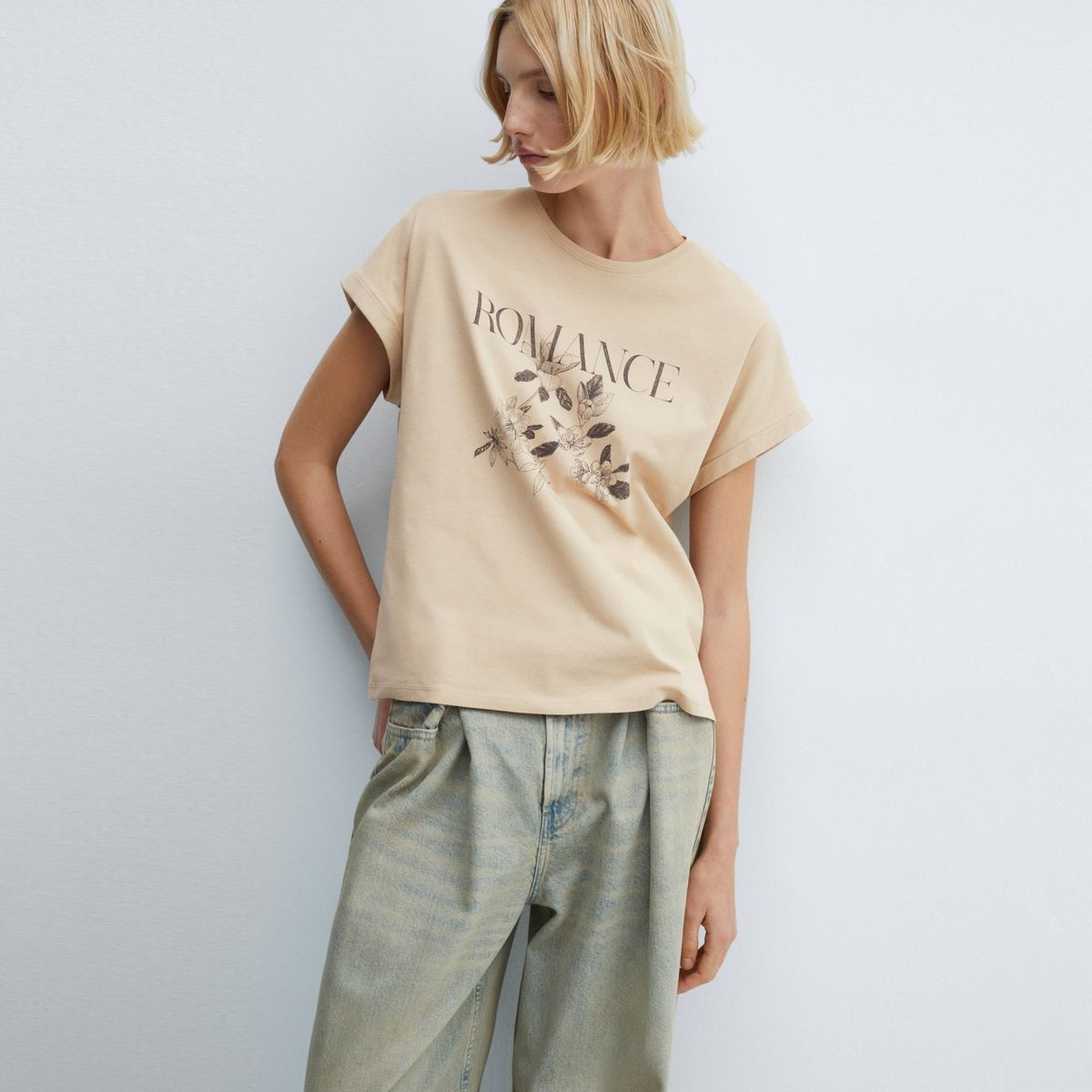 MANGO - Polera Algodón Estampada Mujer Mango