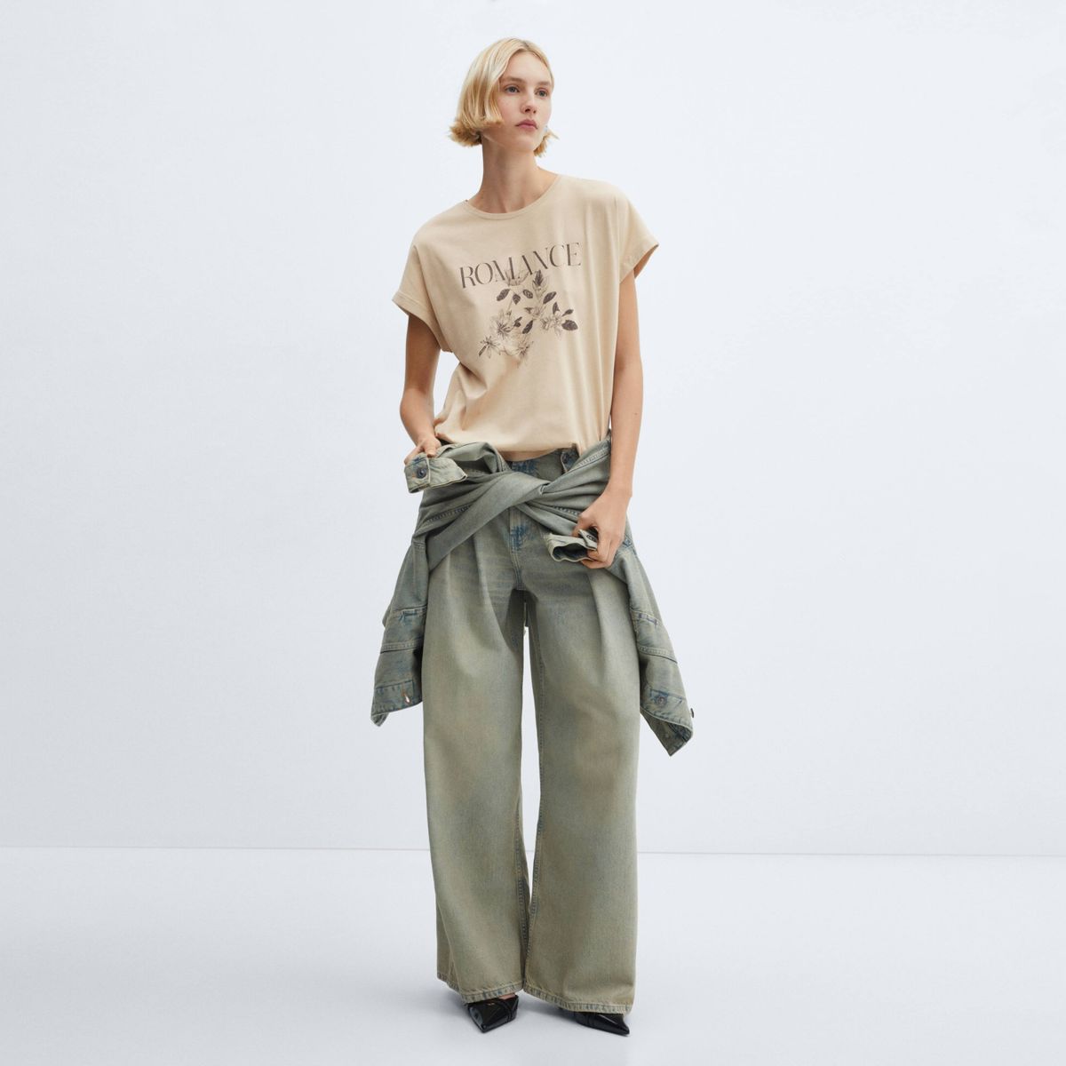 MANGO - Polera Algodón Estampada Mujer Mango