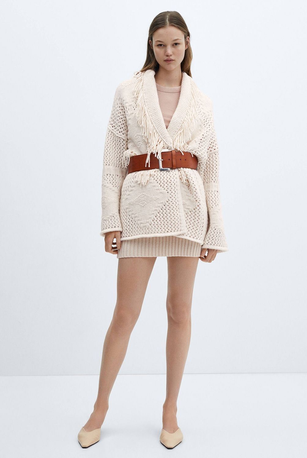 MANGO - Cárdigan Punto Flecos Mujer Mango