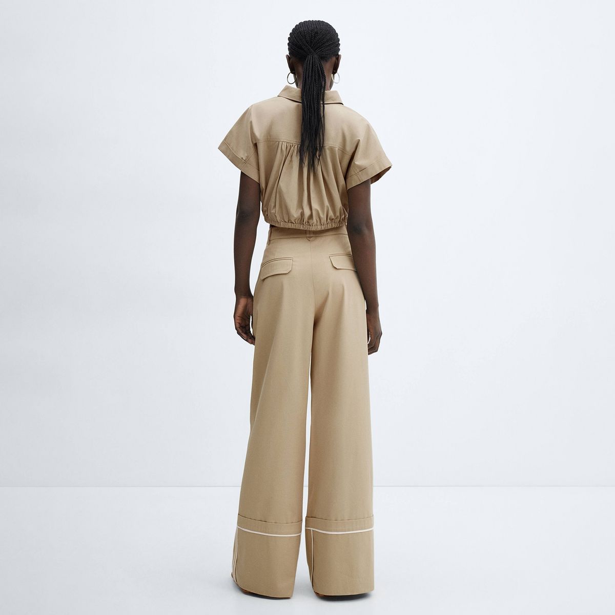 MANGO - Pantalón Pinzas Algodón Mujer Mango