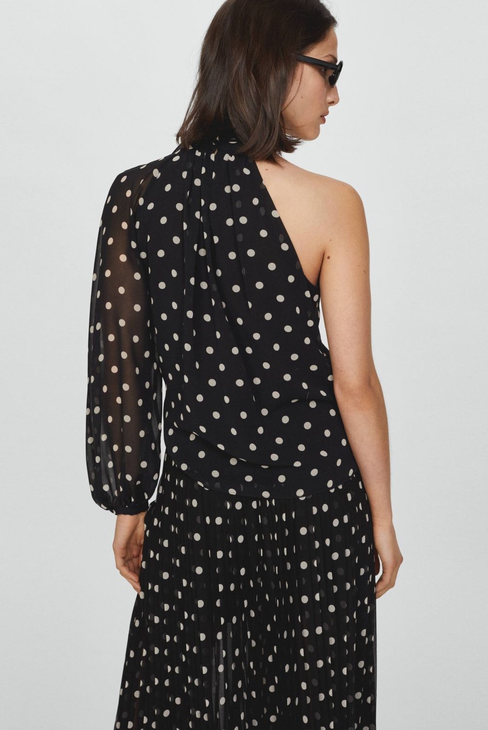 MANGO - Blusa Asimétrica Lunares Mujer Mango