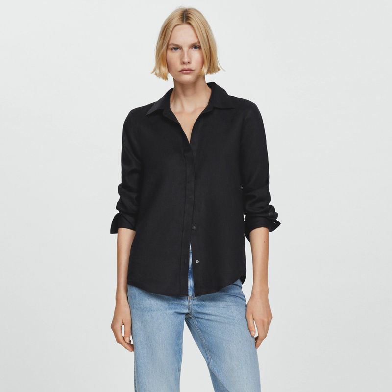 MANGO - Blusa 100% Lino Mujer Mango