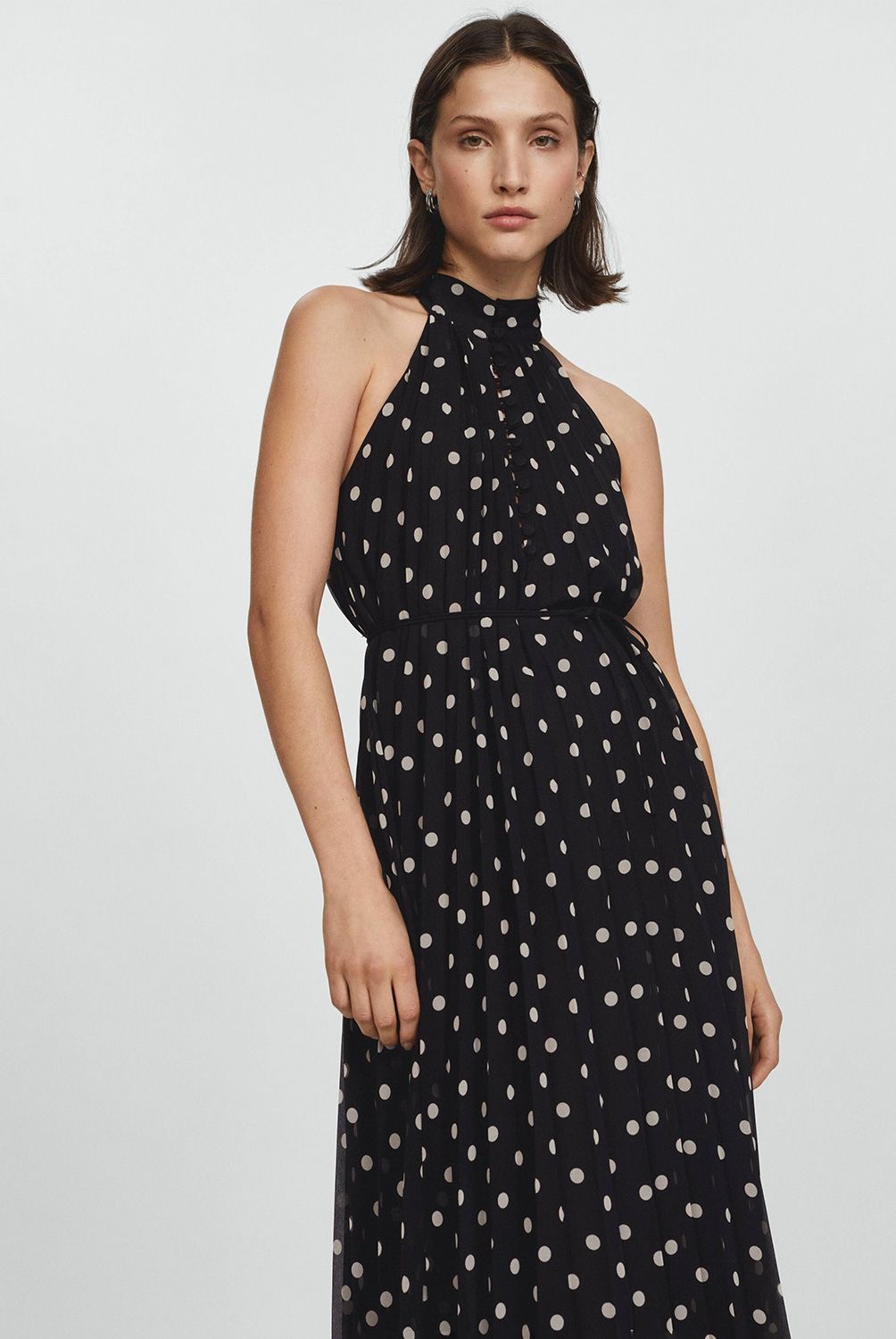 MANGO - Vestido Plisado Lunares Mujer Mango