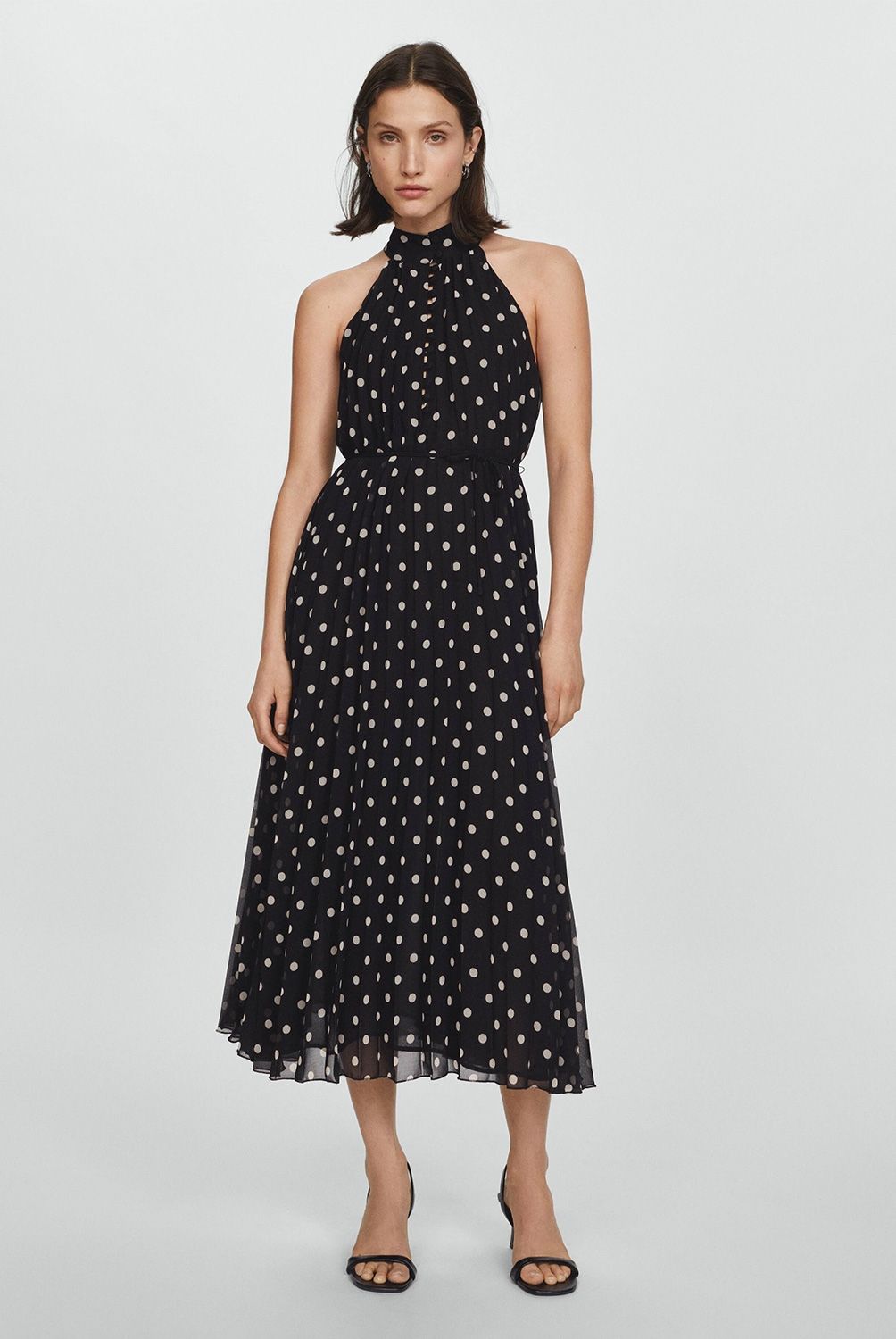 MANGO - Vestido Plisado Lunares Mujer Mango