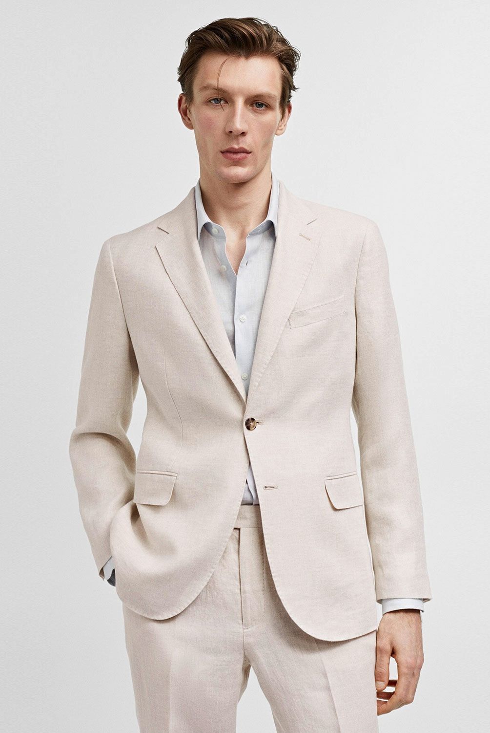 MANGO MAN - Blazer Traje Slim Fit 100% Lino Hombre Mango Man