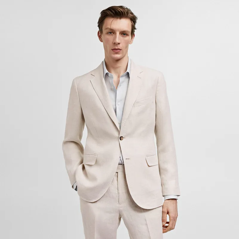 MANGO MAN - Blazer Traje Slim Fit 100% Lino Hombre Mango Man