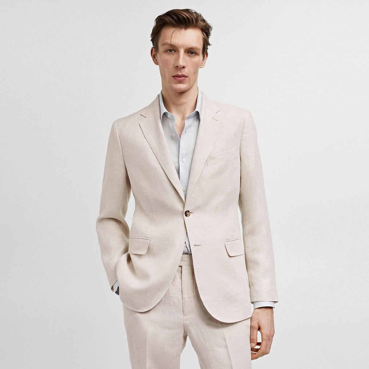 MANGO MAN - Blazer Traje Slim Fit 100% Lino Hombre Mango Man