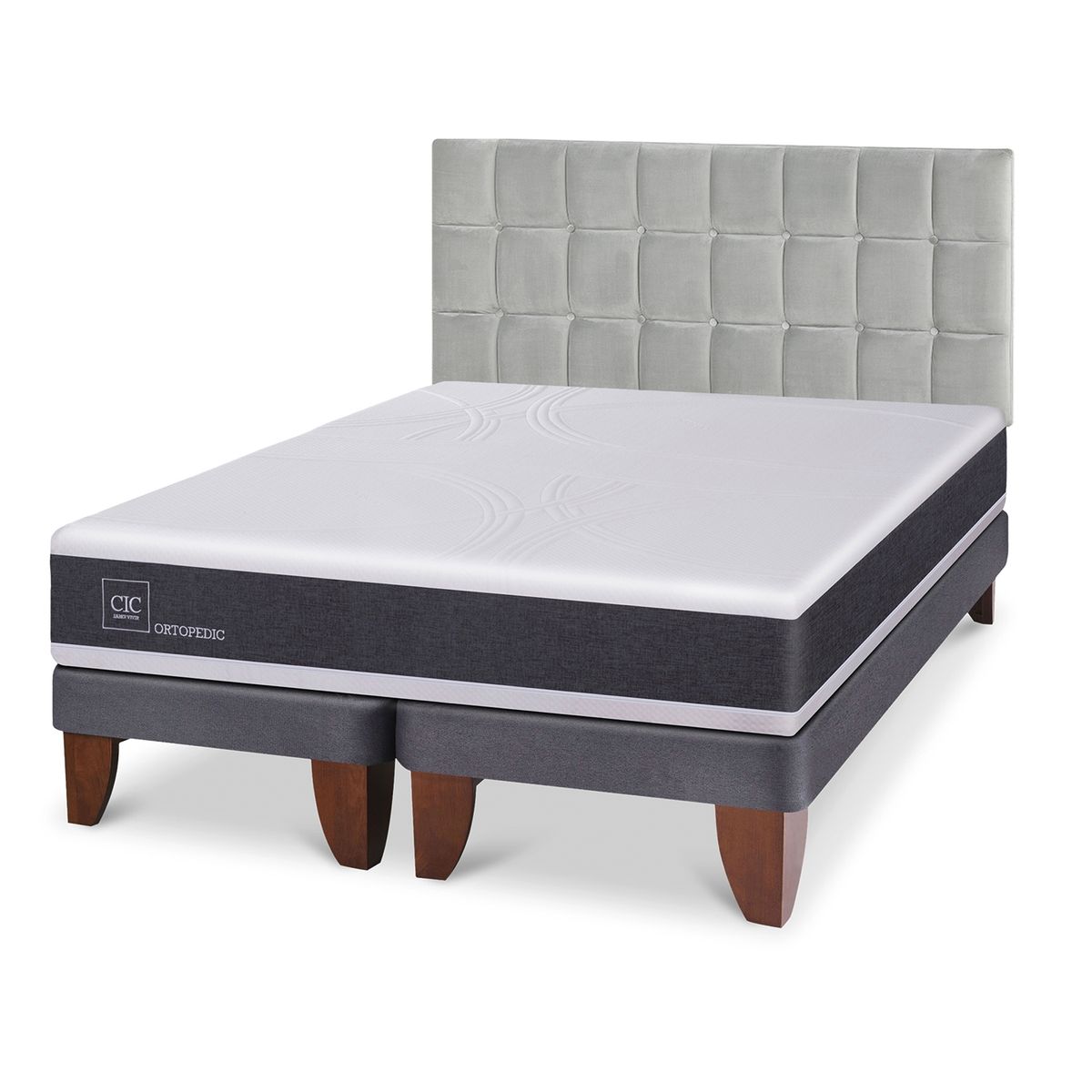 CIC - Cama Europea Ortopedic King x 2.00mt Base Dividida + Respaldo Cic