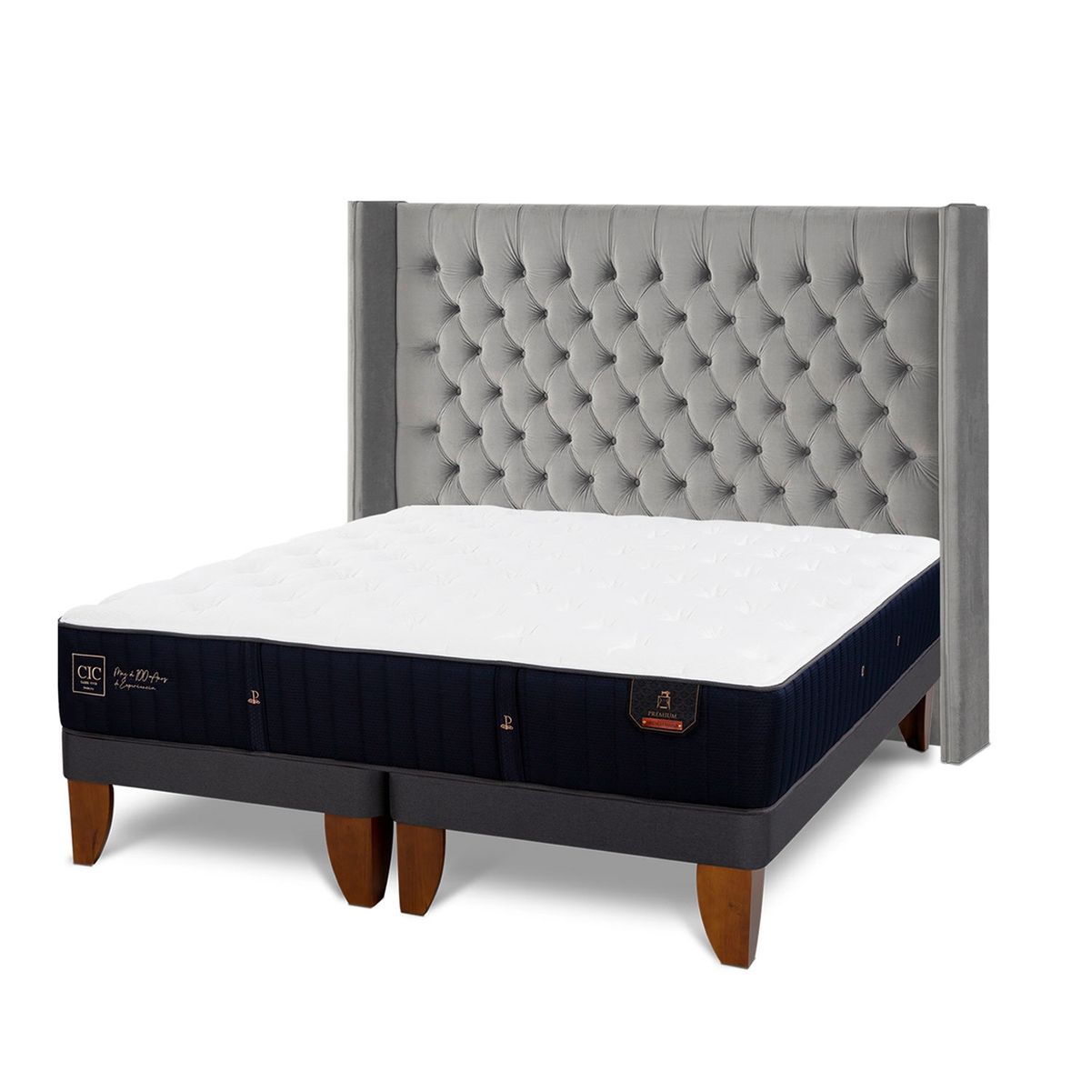 CIC - Cama Europea Premium  King x 2.00mt Base Dividida + Respaldo Cic