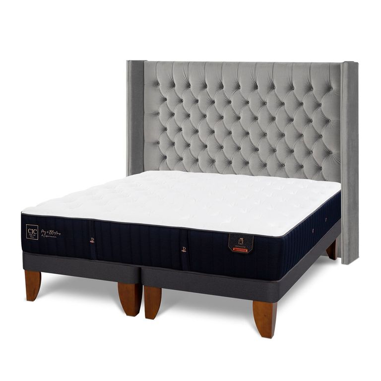 CIC Cama Europea Premium Super King x 2.00mt Base Dividida + Respaldo