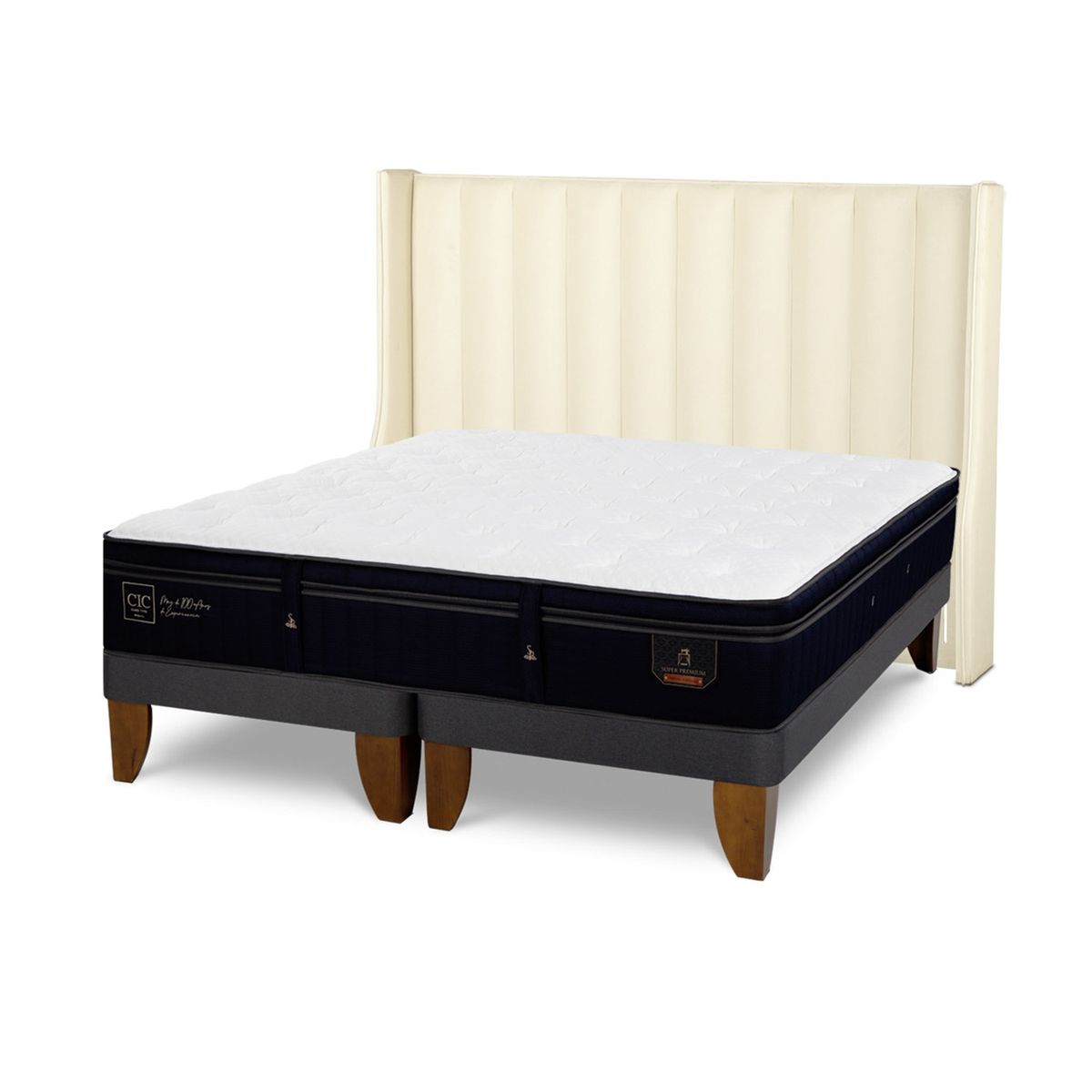 CIC - Cama Europea Super Premium Super King x 2.00mt Base Dividida + Respaldo Cic