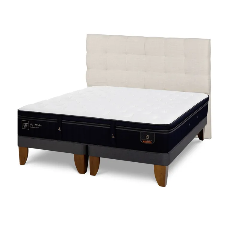 Cama Europea Super Premium 2 Plazas x 2.00mt Base Dividida + Respaldo