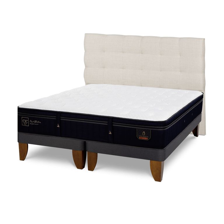CIC Cama Europea Super Premium Super King x 2.00mt Base Dividida + Respaldo
