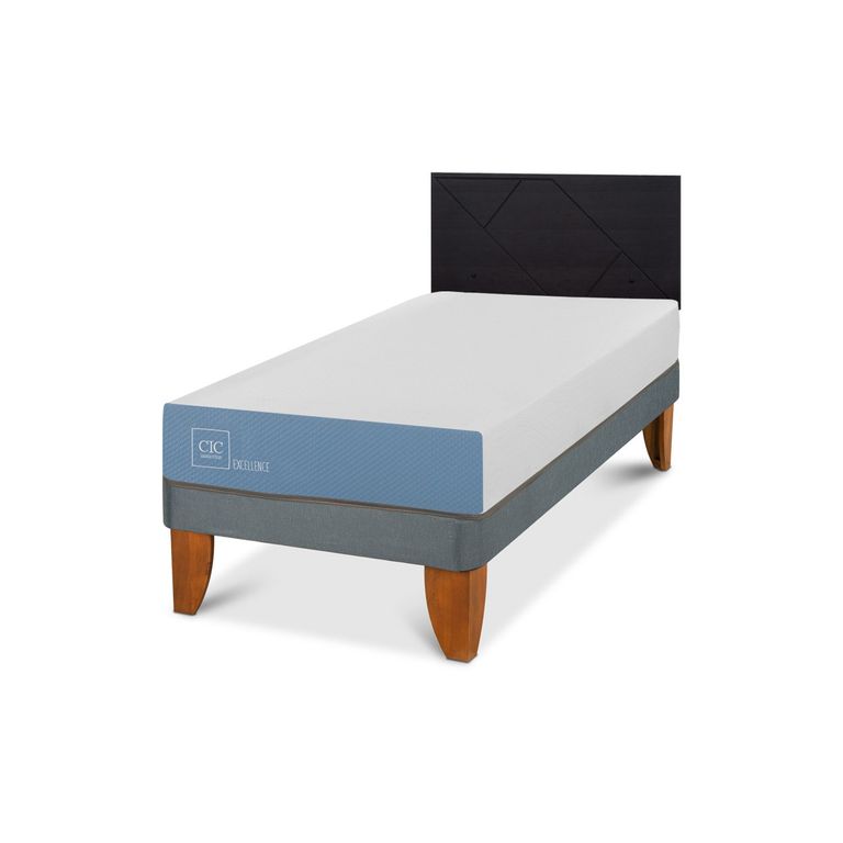 Cama Europea Excellence 1 Plaza x 1.90 mt + Respaldo