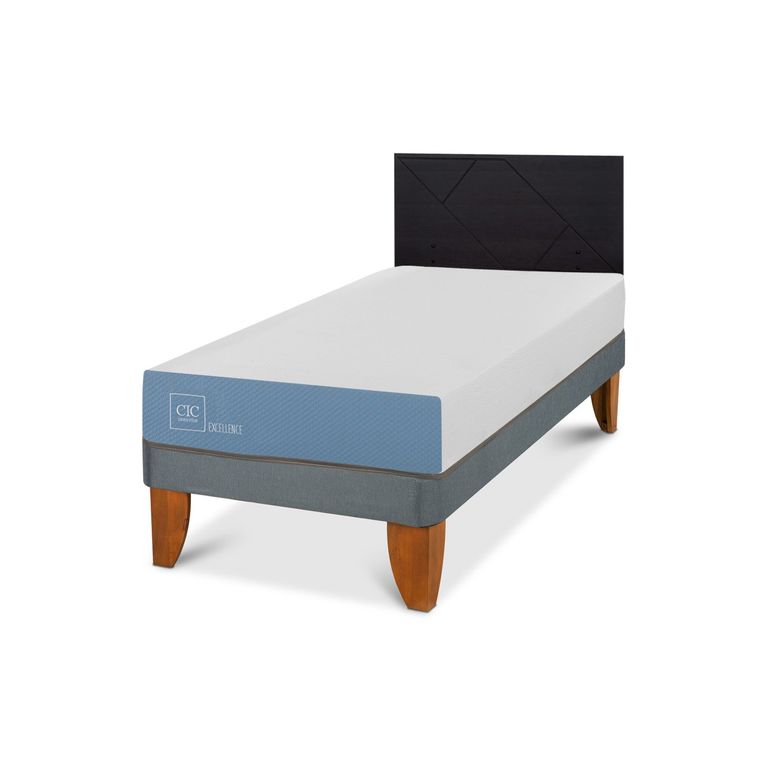 Cama Europea Excellence 1.5 Plazas x 1.90 mt + Respaldo