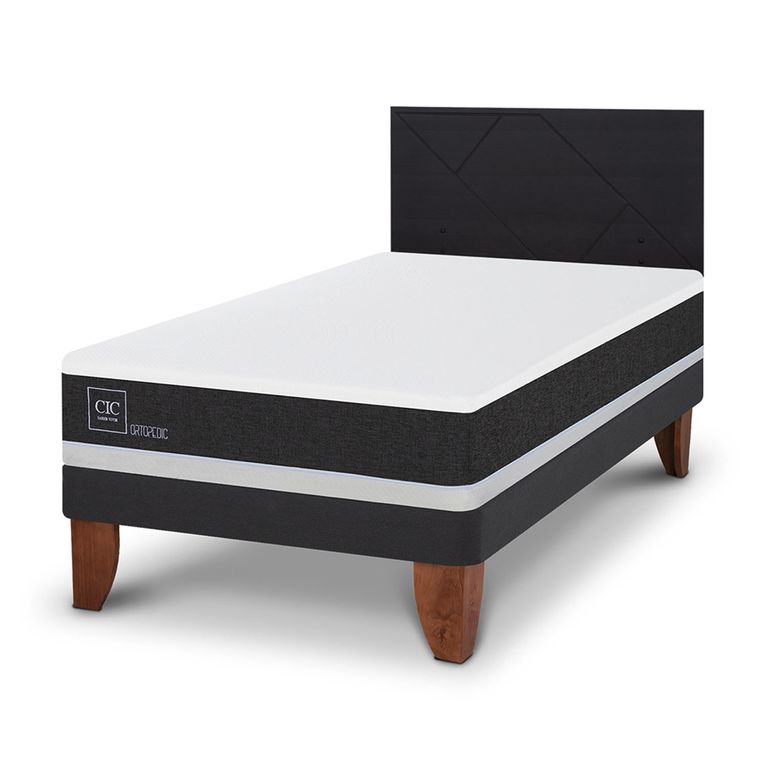 Cama Europea Ortopedic 1.5 Plazas x 2.00mt + Respaldo
