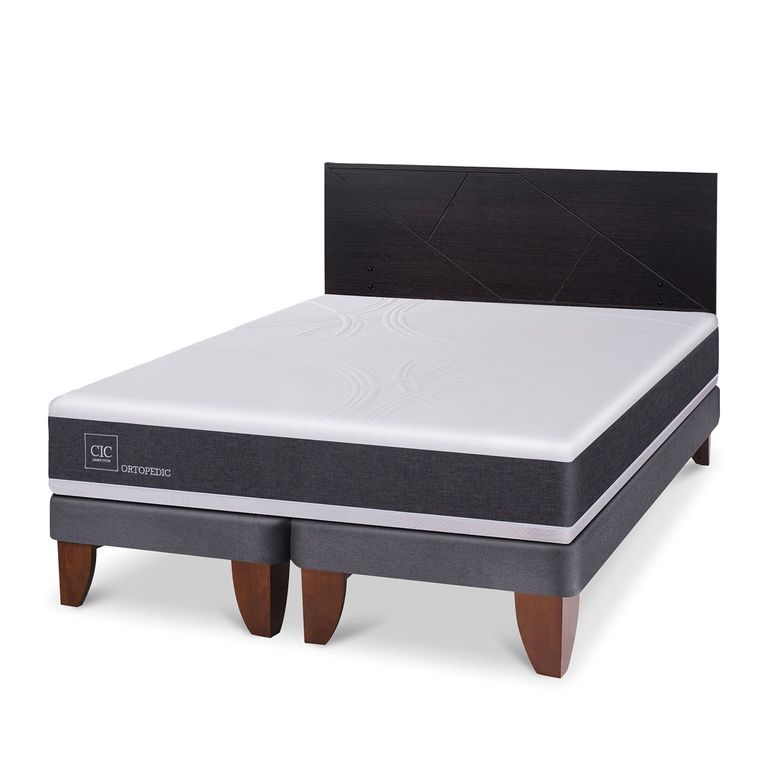 CIC Cama Europea Ortopedic 2 Plazas x 2.00mt Base Dividida + Respaldo