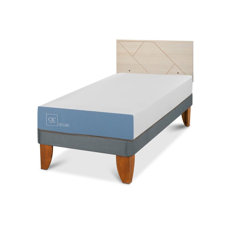 Cama Europea Excellence 1 Plaza x 1.90 mt + Respaldo