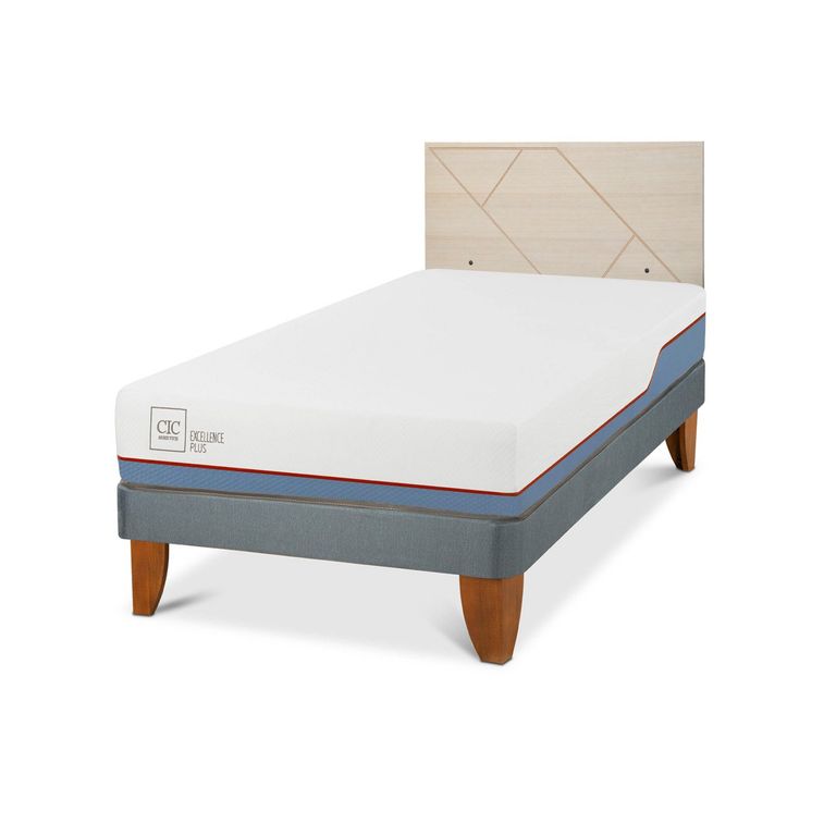 Cama Europea Excellence Plus 1.5 Plazas x 2.00 mt + Respaldo