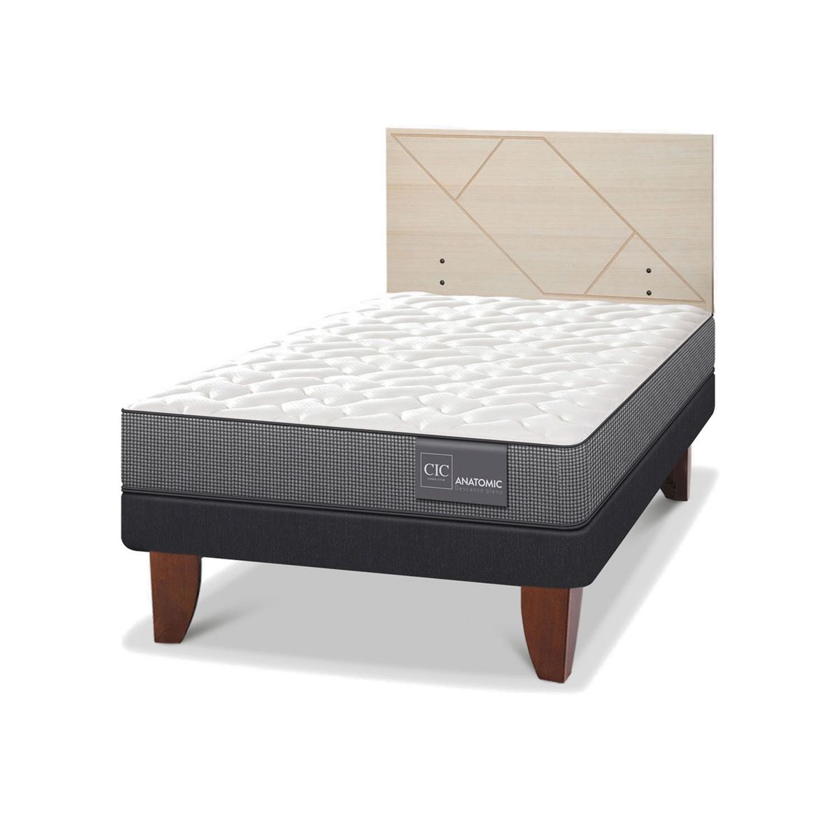 CIC - Cama Europea Anatomic 1.5 Plazas + Respaldo Cic
