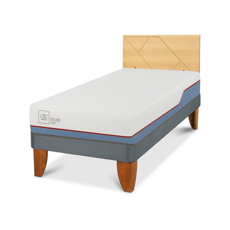 Cama Europea Excellence Plus 1.5 Plazas x 2.00 mt + Respaldo