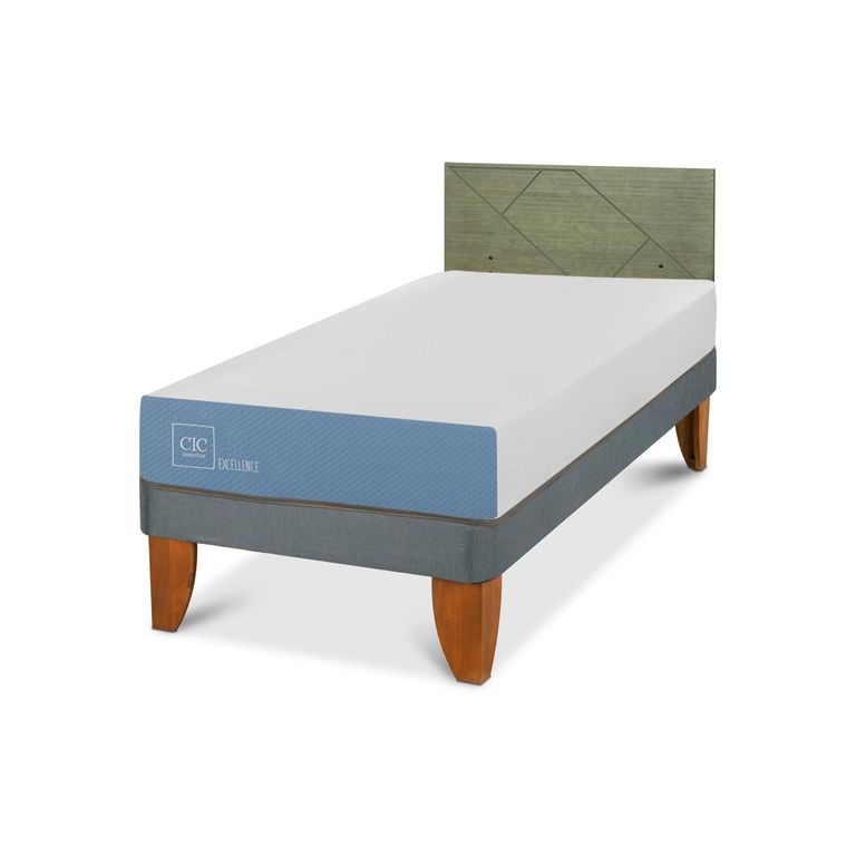 Cama Europea Excellence 1 Plaza x 1.90 mt + Respaldo