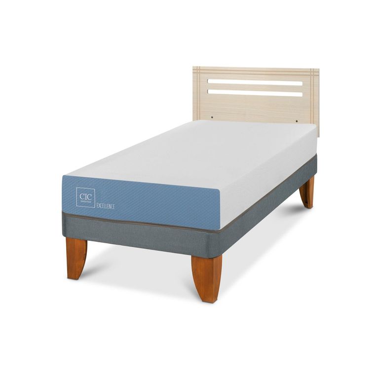 Cama Europea Excellence 1 Plaza x 1.90 mt + Respaldo