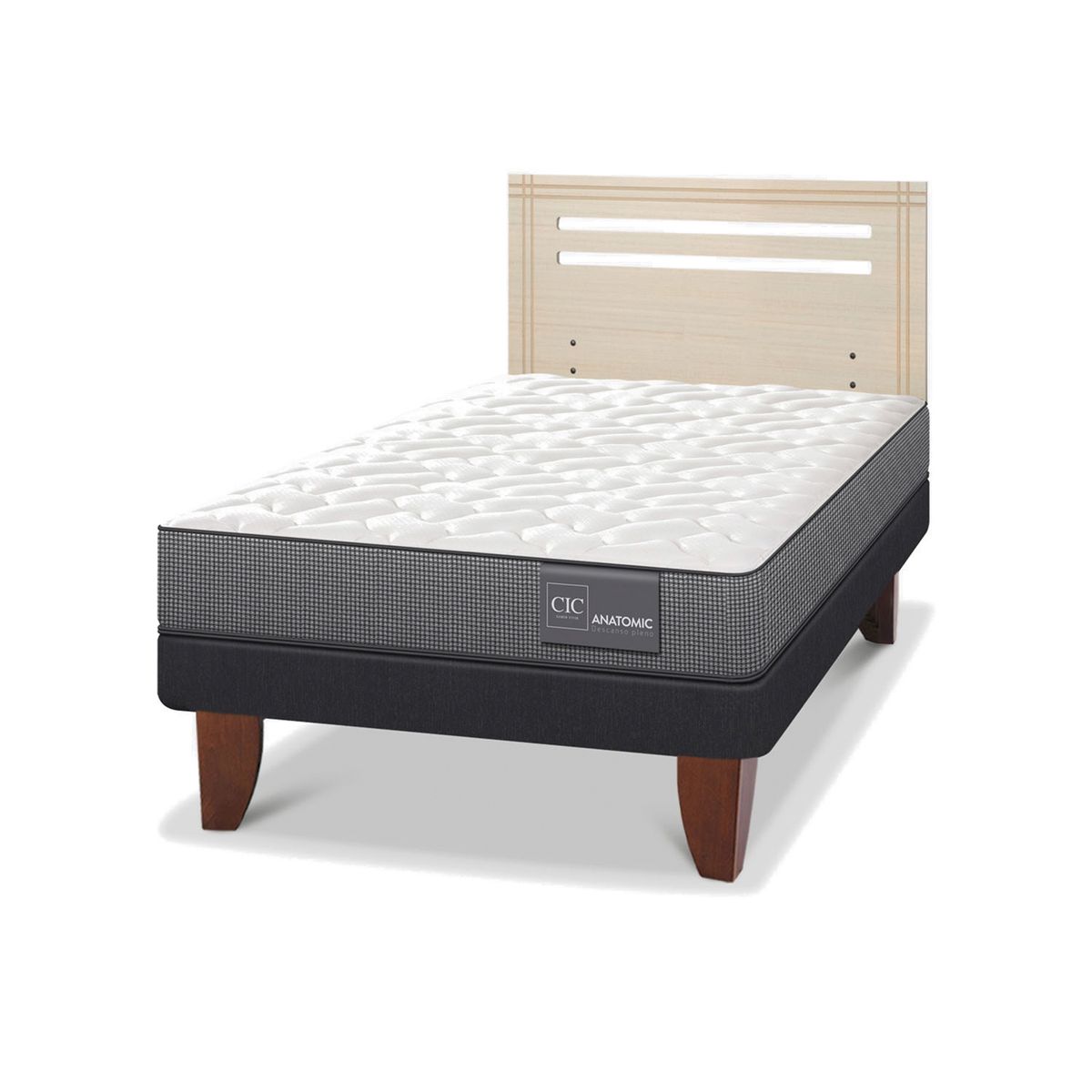 CIC - Cama Europea Anatomic 1.5 Plazas + Respaldo Cic