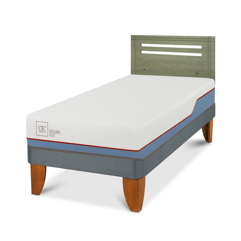 Cama Europea Excellence Plus 1.5 Plazas x 2.00 mt + Respaldo