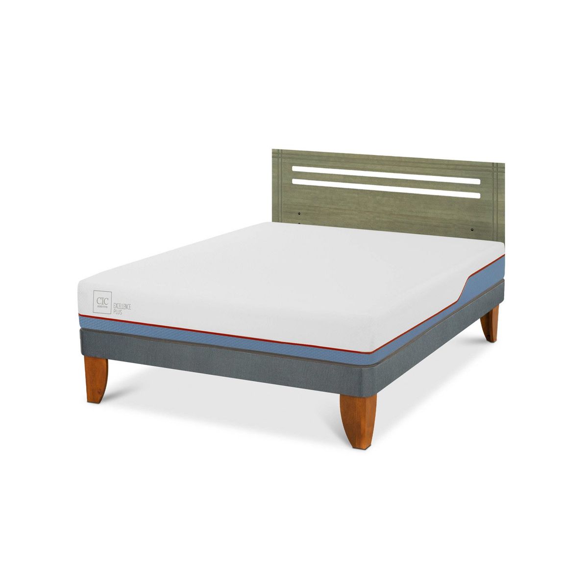 CIC - Cama Europea Excellence Plus 2 Plazas x 2.00 mt base normal + Respaldo CIC