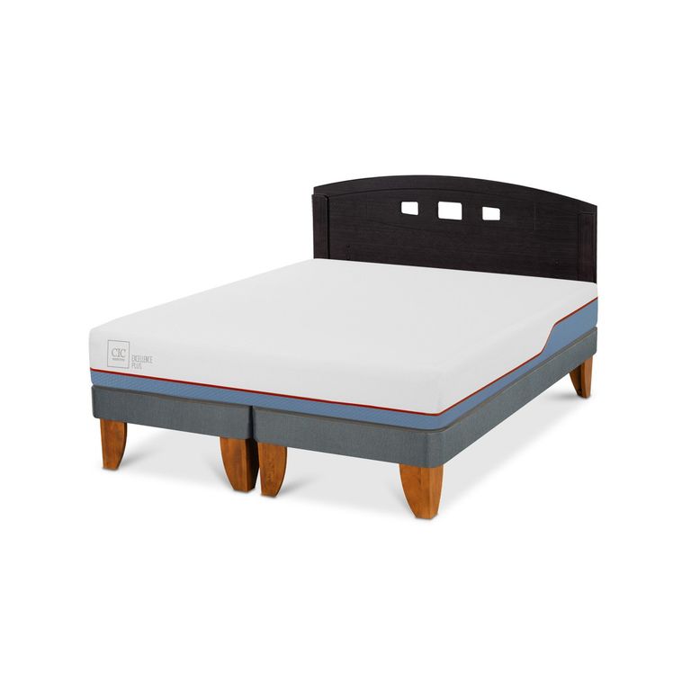 Cama Europea Excellence Plus 2 plazas x 2.00 mt Base Dividida + Respaldo