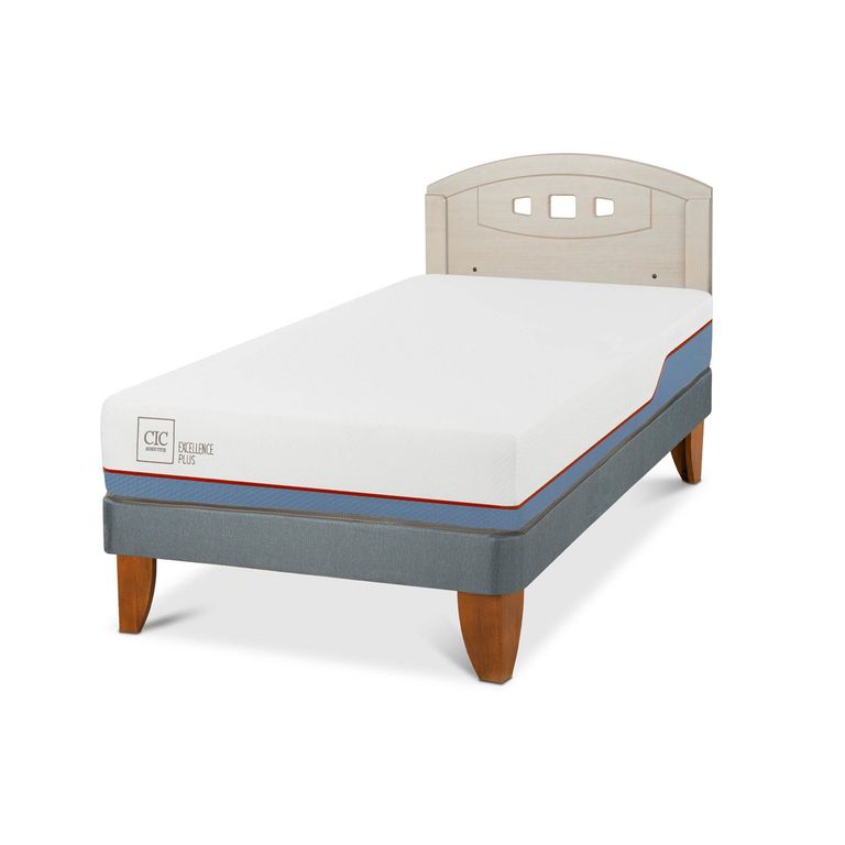 Cama Europea Excellence Plus 1.5 Plazas x 2.00 mt + Respaldo