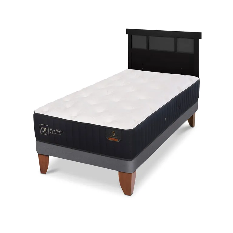 Cama Europea Premium 1.5 Plazas + Respaldo