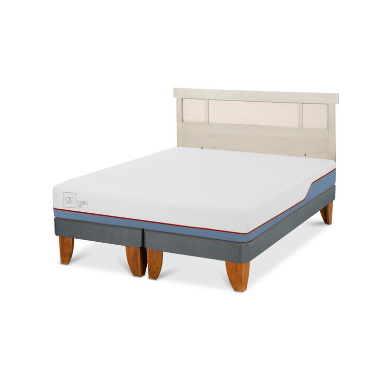 Cama Europea Excellence Plus 2 plazas x 2.00 mt Base Dividida + Respaldo