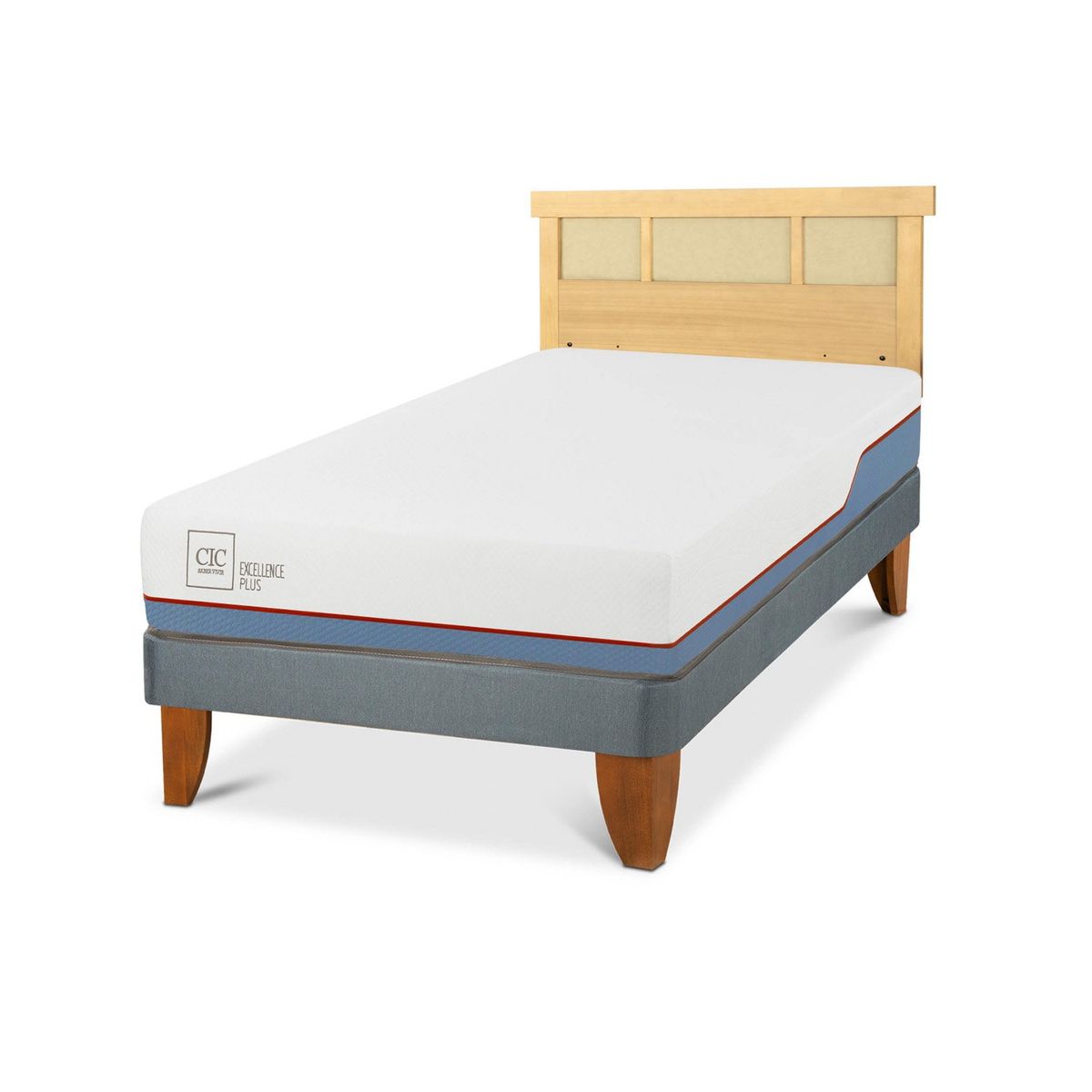 CIC - Cama Europea Excellence Plus 1.5 Plazas x 2.00 mt  + Respaldo CIC