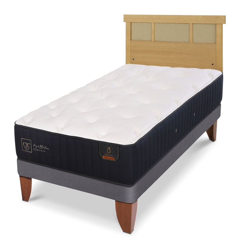CIC - Cama Europea Premium 1.5 Plazas + Respaldo Cic
