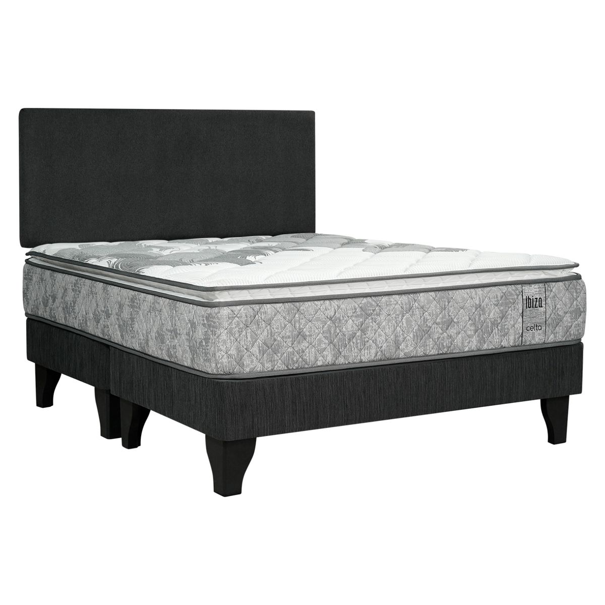 CELTA - Cama Europea 2 Plazas Ibiza Celta Base Dividida + Respaldo Negro