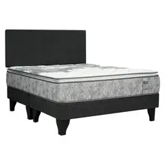 CELTA - Cama Europea 2 Plazas Ibiza Base Dividida + Respaldo Negro