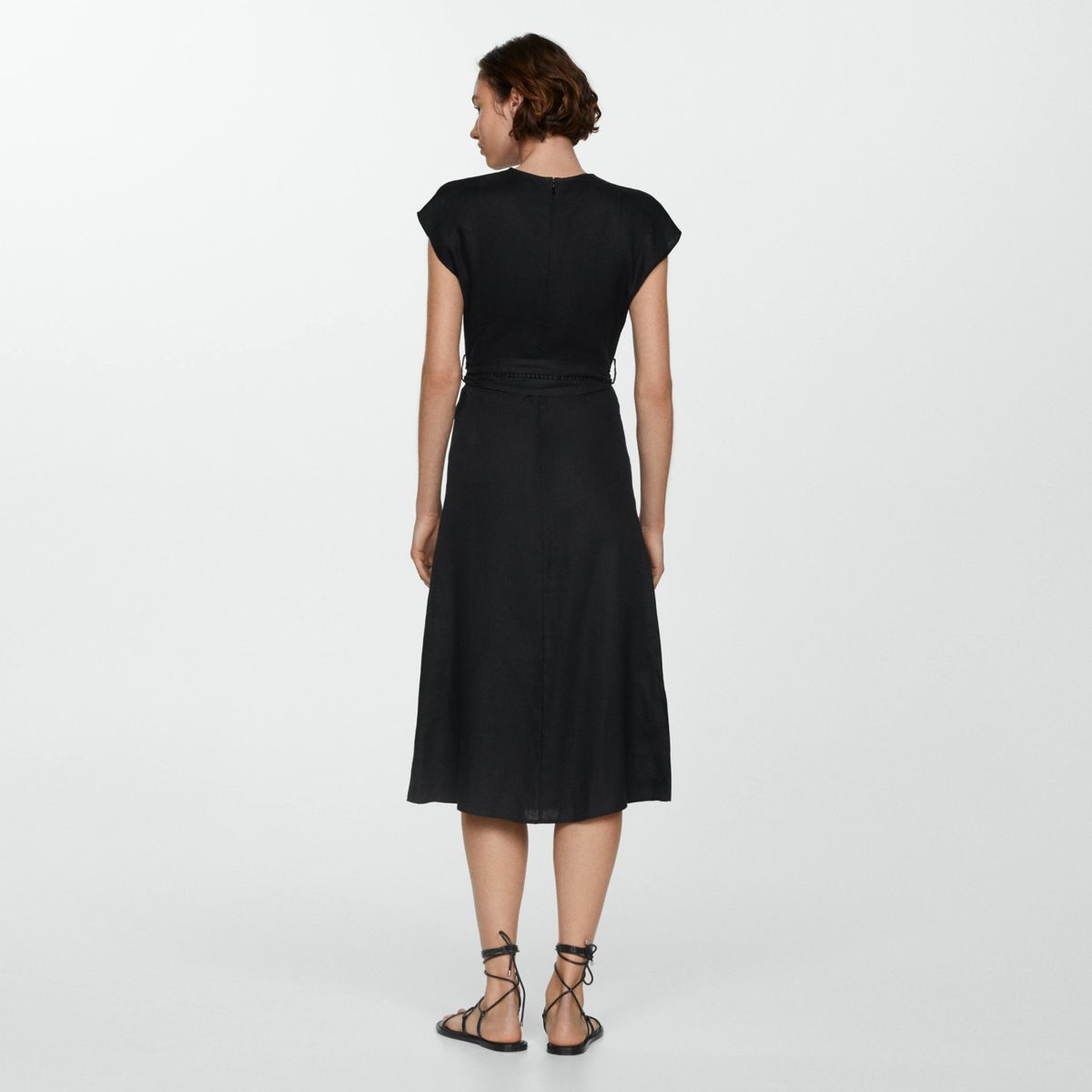 MANGO - Vestido Lazo 100% Lino Mujer Mango